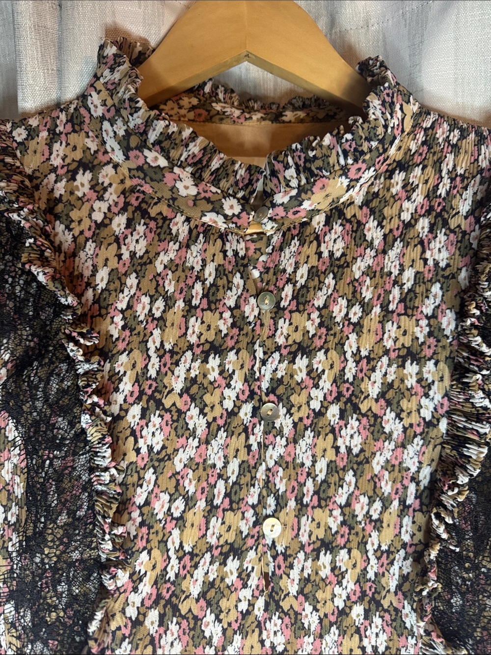 Sofie Schnoor Mini Dress Tan Black Floral Size XL - Picture 4 of 7